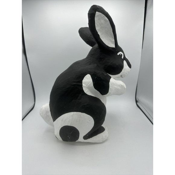 Dept 56 Bunny Rabbit Papier Paper Mache Large Black White Easter RARE - Picture 7 of 16